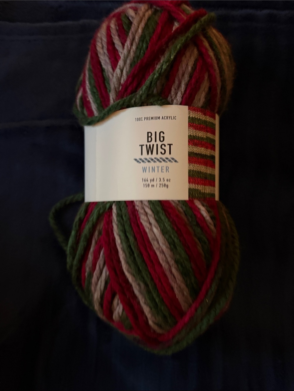Big Twist Winter Variegated Acrylic Yarn - Red, Green, Cream